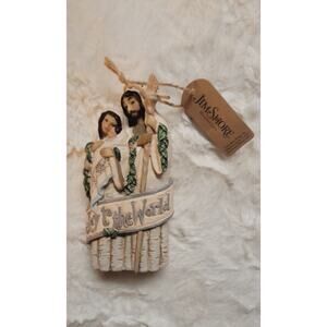 Jim Shore Heartwood Creek White Woodland Holy Family "Joy To The World" ornament